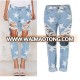 Summer Women Ripped Denim Jean Ladies Middle Waist Loose Fit Stars Printed Vintage Washed Baggy Damaged Jeans Fashion 2016